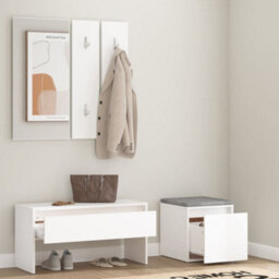 Walplus Hallway Furniture Set White Engineered Wood - thumbnail 3