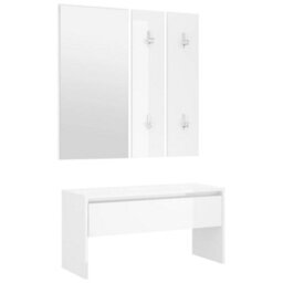 Walplus Hallway Furniture Set White Engineered Wood - thumbnail 6