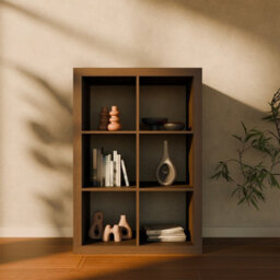 2-Level Bookshelf With 6 Compartments Walnut - Sweeek - thumbnail 5