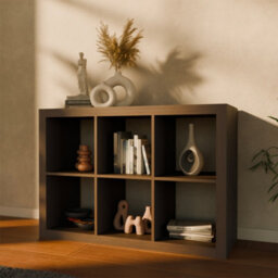 2-Level Bookshelf With 6 Compartments Walnut - Sweeek - thumbnail 6