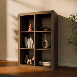2-Level Bookshelf With 6 Compartments Walnut - Sweeek - thumbnail 4