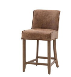 Xample Gallery Tarnby Bar Stools - 2 Pack Brown Leather Counter Height Chairs With Oak Finish Legs, Tan Upholstery, Seat H 67.5Cm - thumbnail 4