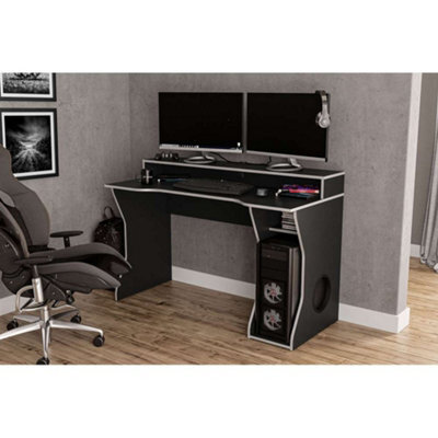 Birlea Enzo Gaming Computer Desk Black & Silver - image 1