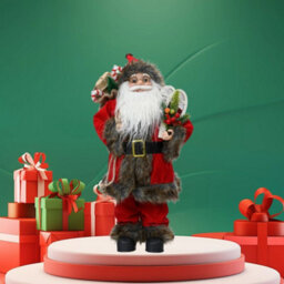 Decoris Traditional Red Plush Santa Figurine Standing Father Christmas Decoration 30Cm
