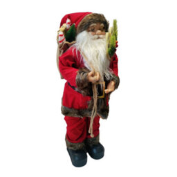 Decoris Traditional Red Plush Santa Figurine Standing Father Christmas Decoration 30Cm - thumbnail 3