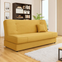 Gabi Yellow Sofa Bed With Storage Comfortable 3 Seater Couch With Sleeping Function Enjoy12