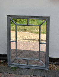 Biznest Large Grey Living Mirror Window Style Wall Mirror Rustic Look Distressed Simply Stylish Decor Mirror 76X60Cm - thumbnail 2