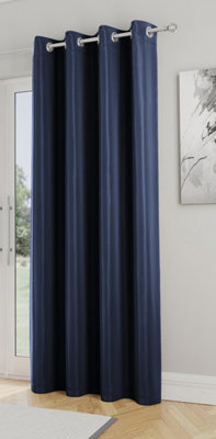 Enhanced Living Nightfall Plain Supersoft Navy Thermal Blockout (Single) Eyelet Door Curtain - 66 X 84 Inch (168 X 214Cm) - image 1