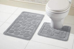 Cali Bath Mat Set In Silver Grey