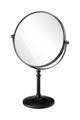 Harlech Black Round Freestanding Bathroom Mirror (H)34.5Cm (W)22.5Cm - image 1