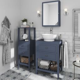 GoodHome Perma Satin Navy Wall-Mounted Single Bathroom Cabinet With Mirrored Door (W)500mm (H)700mm - thumbnail 6