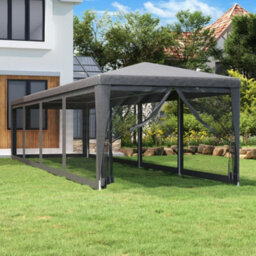 Berkfield Party Tent With 10 Mesh Sidewalls Anthracite 3X12 M Hdpe - thumbnail 1