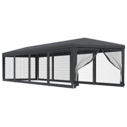 Berkfield Party Tent With 10 Mesh Sidewalls Anthracite 3X12 M Hdpe - thumbnail 2
