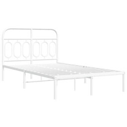 Berkfield Metal Bed Frame Without Mattress With Headboard White 120X190Cm - thumbnail 3