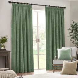 Yard Heavy Chenille Velvet Room Darkening Pencil Pleat Curtain Pair Eucalyptus (W)117Cm X (D)137Cm - thumbnail 2