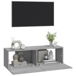 Walplus Wall Tv Cabinets 2 Pcs Grey Sonoma 100X30X30 Cm Engineered Wood - thumbnail 4