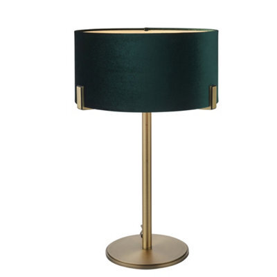 Luminosa Lighting Luminosa Hayfield Table Lamp Matt Antique Brass Plate, Green Velvet Shade - image 1