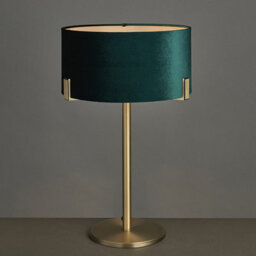 Luminosa Lighting Luminosa Hayfield Table Lamp Matt Antique Brass Plate, Green Velvet Shade - thumbnail 3