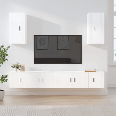 Berkfield 6 Piece Tv Cabinet Set White Engineered Wood - image 1