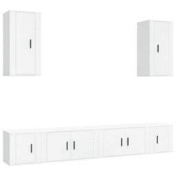 Berkfield 6 Piece Tv Cabinet Set White Engineered Wood - thumbnail 2