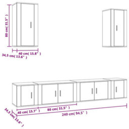 Berkfield 6 Piece Tv Cabinet Set White Engineered Wood - thumbnail 8