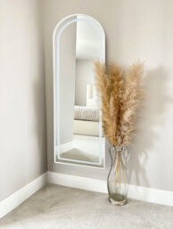 Downton Interiors White Arched Led Metal Frame Mirror Wall & Floor Standing  145 X 45Cm - Soho Collection - thumbnail 2