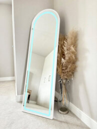 Downton Interiors White Arched Led Metal Frame Mirror Wall & Floor Standing  145 X 45Cm - Soho Collection - thumbnail 5