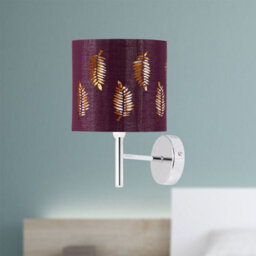 First Choice Lighting Set Of 2 Brea - Chrome Wall Lights With Burgundy Fern Shades - thumbnail 3