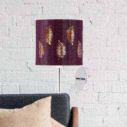 First Choice Lighting Set Of 2 Brea - Chrome Wall Lights With Burgundy Fern Shades - thumbnail 4