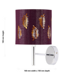 First Choice Lighting Set Of 2 Brea - Chrome Wall Lights With Burgundy Fern Shades - thumbnail 5