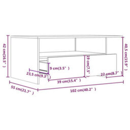 Berkfield Coffee Table Grey Sonoma 102X55X42 Cm Engineered Wood - thumbnail 9