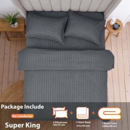 Aspire Homeware Grey Duvet Cover Complete Set, Reversible Modern Bedding Set, Super King (L)220Cm X (W)260Cm - thumbnail 2