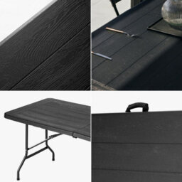 Novecrafto 6Ft Folding Table - Portable Black Plastic Trestle Table 180X75Cm With Steel Frame, Easy To Fold & Store, For Indoor & Outdoor Use - thumbnail 8