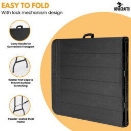 Novecrafto 6Ft Folding Table - Portable Black Plastic Trestle Table 180X75Cm With Steel Frame, Easy To Fold & Store, For Indoor & Outdoor Use - thumbnail 3
