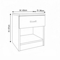 Fwstyle Promo Bedside Table Chest Of Drawers Oak Nightstand 1 Drawer Open Storage (H) 47 (W) 40 (D) 36Cm - thumbnail 4