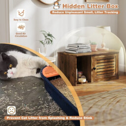 Costway Cat Litter Box Enclosure Wooden Pet Side Table With Winding Entry - thumbnail 8