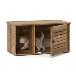 Costway Cat Litter Box Enclosure Wooden Pet Side Table With Winding Entry - thumbnail 2
