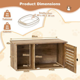 Costway Cat Litter Box Enclosure Wooden Pet Side Table With Winding Entry - thumbnail 3