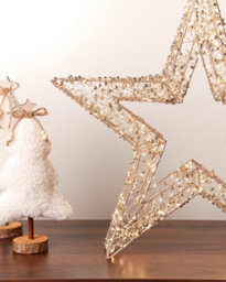 WeRChristmas Pre-Lit Beaded Gold Star, 50 Cm, 300 Warm White Micro Leds With Timer - thumbnail 3