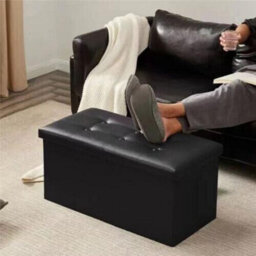 Large Ottoman Faux Leather Bench Stool - Folding Seat, Footstool, Chest, Foldable - thumbnail 4
