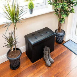 Large Ottoman Faux Leather Bench Stool - Folding Seat, Footstool, Chest, Foldable - thumbnail 2