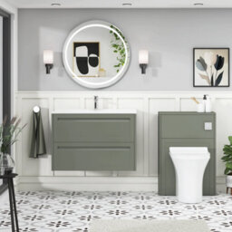 Royal Bathrooms Elmore 800mm Traditional Wall Hung 2 Drawer Cabinet Bathroom Vanity Unit With Ceramic Basin Sink - Matt Green - thumbnail 4