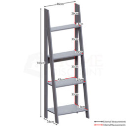 Lassic Vida Designs Bristol Grey 4 Tier Ladder Bookcase Freestanding Open Shelf (H)1410mm (W)460mm (D)330mm - thumbnail 2