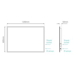 Sensio Glimmer Rectangular Wall-Mounted Bathroom Illuminated Contemporary Colour-Changing Mirror (H)120Cm (W)60Cm - thumbnail 4