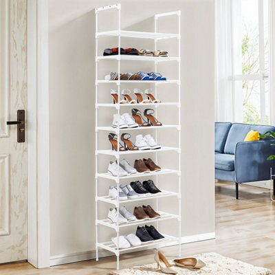 Thehotsale 10 Tier White Elegant Steel Tube Shoe Rack At The Entrance - image 1