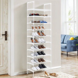 Thehotsale 10 Tier White Elegant Steel Tube Shoe Rack At The Entrance - thumbnail 1