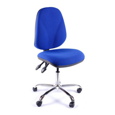 Juno Chrome High Back Office Chair In Blue Fabric - image 1