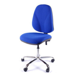 Juno Chrome High Back Office Chair In Blue Fabric - thumbnail 2