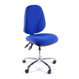 Juno Chrome High Back Office Chair In Blue Fabric