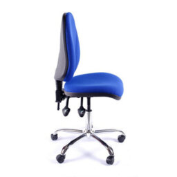 Juno Chrome High Back Office Chair In Blue Fabric - thumbnail 4